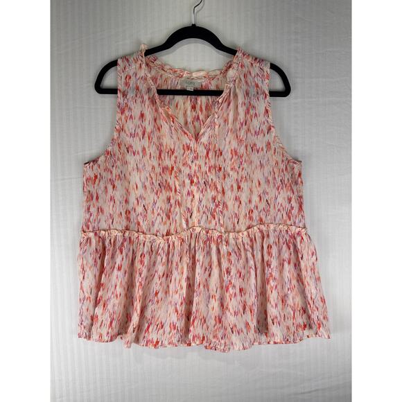 LOFT Sleeveless Blouse Women’s Size Large Peplum Flowy Fairy Whimsical Angelic - Picture 1 of 4